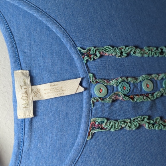 Matilda Jane Caitlin Lap Dress Blue Cotton Jersey Knit Summer Twee 10 - Picture 3 of 4